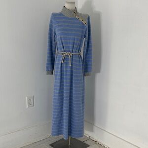 Vintage 40s Striped Triumph International Soft Cotton Blend Lounge Sweater Dress